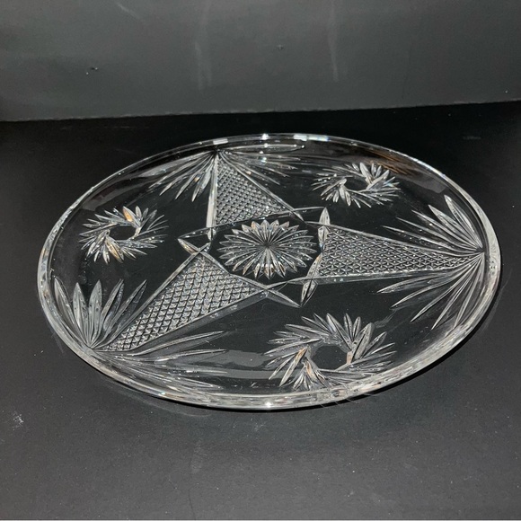 Vintage ABP American Brillant Period Cut Glass Pinwheel Design Platter Cake Dish - Picture 4 of 7